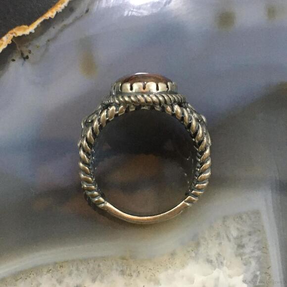 Carolyn Pollack Vintage Sterling Oval Brown Agate Decorated Ring For Women - Picture 8 of 10